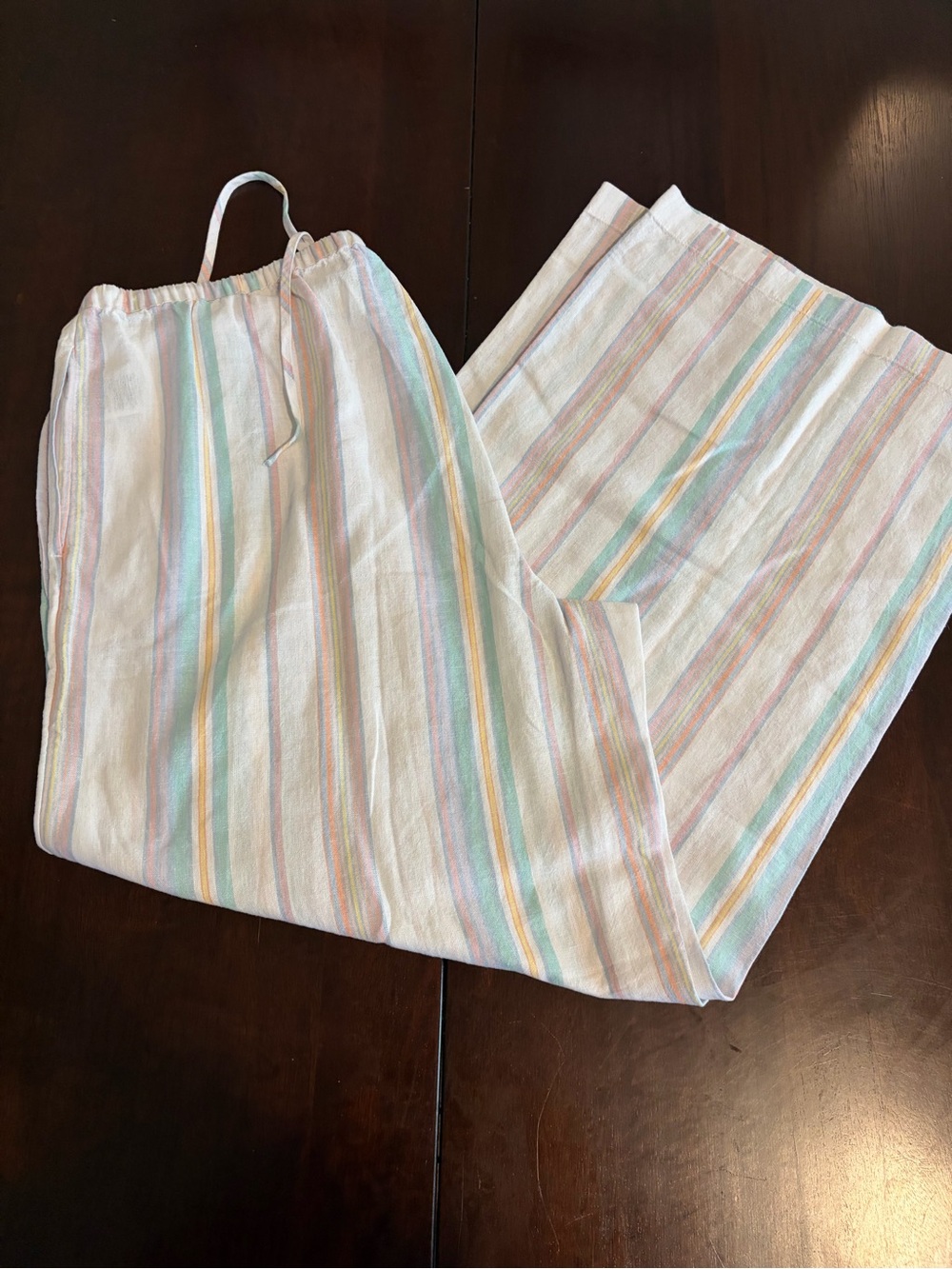American Eagle Outfitters Pastel Striped Wide-Leg Lounge Pants